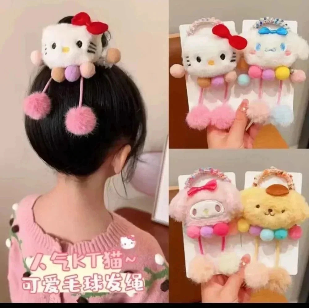 Hello kitty kids hair ties soft toy (3)